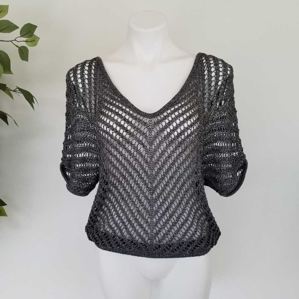 Express Open Knit Gray Pullover